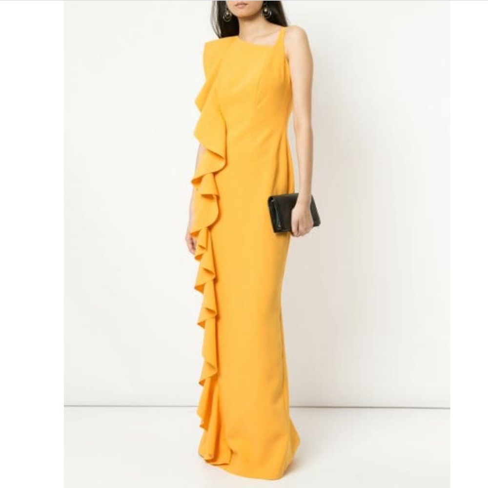 RACHEL GILBERT Farah Side Ruffle Gown size  14